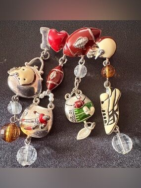 Football Brooch with Enamel Accents